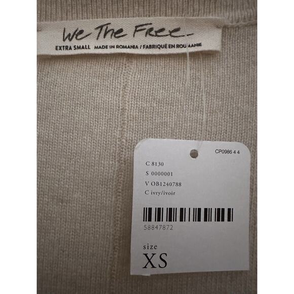 FREE PEOPLE Dana Cashmere Wool Luxe Ivory Beige Slit Polo Midi Sweater Dress XS - Picture 16 of 16